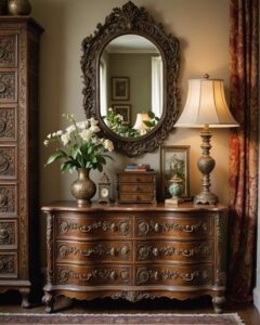 Antique dressers with modern art
